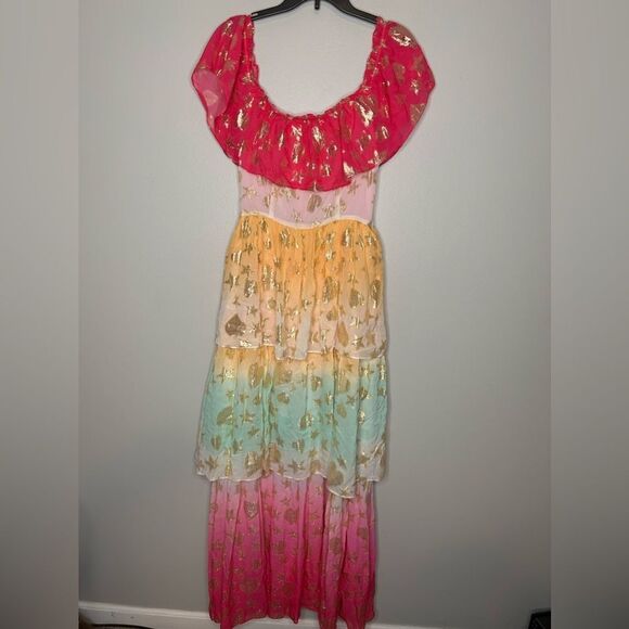 LoveShackFancy Vynne Off The Shoulder Maxi Ombre Dress NWT - Picture 6 of 7